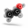 Modell des Ethanolmoleküls (grau: Kohlenstoff, blau: Sauerstoff, weiß: Wasserstoff)