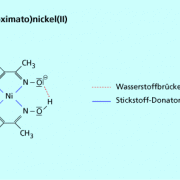 Der rote Bis(diacetylglyoximato)nickel(II)-Komplex dient zum Nachweis von Nickel. 
