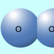 Sauerstoff-o2-molekül modelliert blaue und chemische formeln
