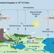 Der Wasserkreislauf beschreibt den Austausch von Wasser zwischen den Umweltbereichen. 