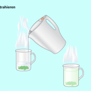 Extraktion der Inhaltsstoffe aus Teeblätter durch Überbrühen mit heißem Wasser 