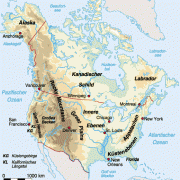 Lage der Rocky Mountains in Nordamerika 