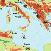 Physische Karte des Mittelmeerraums 