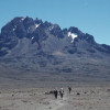 Blick vom Sattel (4400 m) auf den stark zerklüfteten Mawenzi (5149 m), dem zweithöchsten Vulkan des Kilimandscharo-Massivs, Landschaft, Afrika 