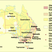 Bevölkerungsdichte Australiens und Lage der Bundestaaten 
