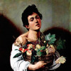 MICHELANGELO CARAVAGGIO: „Knabe mit Fruchtkorb“;1593–1594, Öl auf Leinwand, 70 × 67 cm;Rom, Galleria Borghese. 