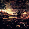 NICOLAS POUSSIN: „Gewitterlandschaft mit Pyramos und Thisbe“;1651, Öl auf Leinwand, 192,5 × 273,5 cm;Frankfurt am Main, Städelsches Kunstinstitut. 
