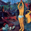 PAUL GAUGUIN: „Woher kommen wir? Wer sind wir? Wohin gehen wir?“;1897, Farbiger Holzschnitt, 29,2 × 60 cm;Privatsammlung. 