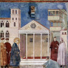 GIOTTO: Freskenzyklus zum Leben des Hl. Franziskus von Assisi,Szene: Bürger von Assisi breitet seinen Mantel vor dem Hl. Franziskus aus, 1296-1298,Fresko, Assisi, San Francesco, Oberkirche. 