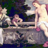 TIZIAN: „Himmlische und Irdische Liebe“;1515, Öl auf Leinwand, 118 × 279 cm;Rom, Galleria Borghese. 