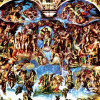 MICHELANGELO BUONAROTTI: „Das Jüngste Gericht“, Fresko an der Altarwand der Sixtinischen Kapelle, Gesamtansicht;1535–1541, Fresko;Rom, Vatikan, Sixtinische Kapelle. 
