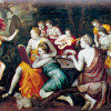 FRANS FLORIS: Athene bei den Musen, um 1560, Öl auf Leinwand, Conde an der Schelde, Museum. 