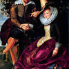 PETER PAUL RUBENS: Selbstporträt des Malers mit seiner Frau Isabella Brant in der Geißblattlaube;um 1609, Öl auf Leinwand, 178 × 136,5 cm;München, Alte Pinakothek 