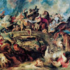 PETER PAUL RUBENS: „Amazonenschlacht“;um 1619, Öl auf Holz, 121 × 165 cm;München, Alte Pinakothek 