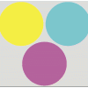 Prinzip der subtraktiven Farbmischung mit den Grundfarben Cyan, Magenta und Gelb. 