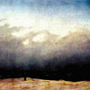 CASPAR DAVID FRIEDRICH: „Mönch am Meer“;um 1808–1809; Berlin, Schloss Charlottenburg(Wirkung von Ruhe durch Anzahl und Größe der Bildelemente) 