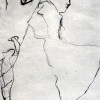 In seiner Zeichnung „Schlafende Mädchen“ benutzt EGON SCHIELE lediglich die Linie. Als Bildträger wurde Papier gewählt, die Zeichnung ist mit schwarzer Kreide ausgeführt.EGON SCHIELE: Schlafende Mädchen,1911,Schwarze Kreide, 448 × 313 mm, Wien, Graphische