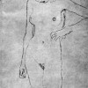 GUSTAV KLIMT: „Stehender weiblicher Akt mit geneigtem Kopf“;1913, Bleistift auf Papier, 565 x 368 mm;Wien, Graphische Sammlung Albertina. 