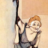 HENRI DE TOULOUSE-LAUTREC: Yvette Gilbert vor dem Vorhang,1894; Kreide und Aquarell auf Papier, Providence (Rhode Island), Rhode Island School of Design, Museum of Art 