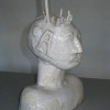 Keramikfigur, mit Craquelé-Glasur überzogen 