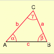 Beziehungen zwischen Seiten und Winkel am beliebigen Dreieck 