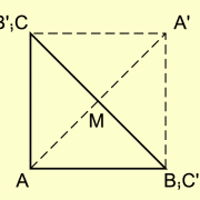 Spiegelung des Dreiecks ABC an M 