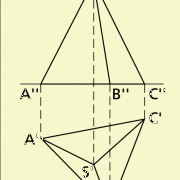 Zweitafelbild einer geraden dreiseitigen Pyramide 