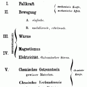 Die von J. R. Mayer angegebenen Energieformen (1845) 