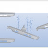 U-Boot in verschiedenen Phasen seiner Bewegung 